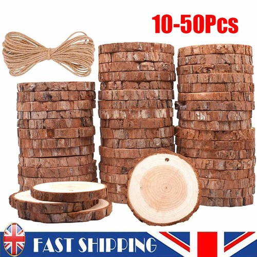 50x wood slices round discs - wood,