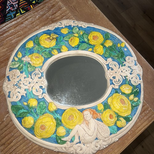 Vtg chalkware oval - , yellow