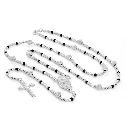 Sterling silver rosary - silver, beads