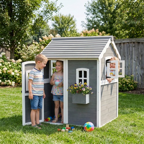 Wooden playhouse with - wooden,