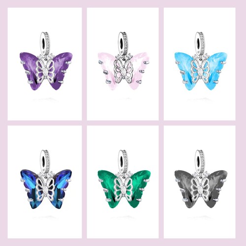 Butterfly charm blue pink - butterfly,