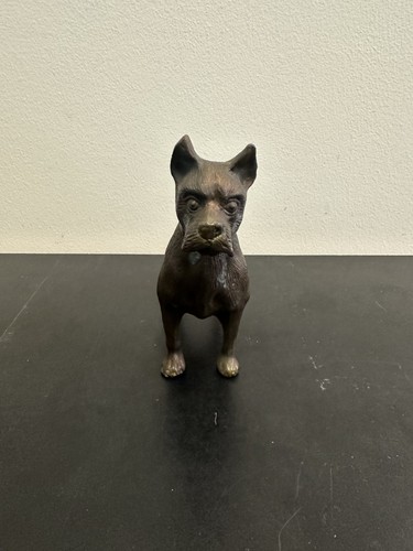 Vintage cast bronze boxer dog - bronze,