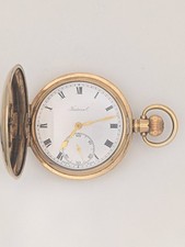 1930s Dennison Gold Full Hunter Pocket Watch. Original Box & Pouch. Runs Well.