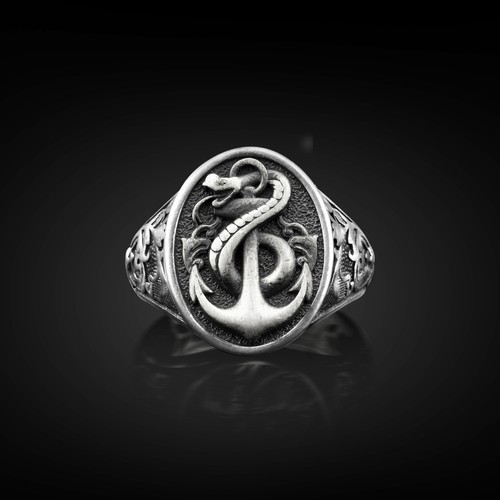 Snake and anchor men signet - and,