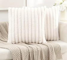 Luxury White Ribbed Cushion