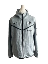 Chelsea FC Nike Tech Fleece Full Zip Hoodie - Grey/Silver Size Large