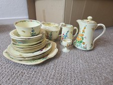 Crown Staffordshire Hollyhock Pattern Vintage Side Tea Set