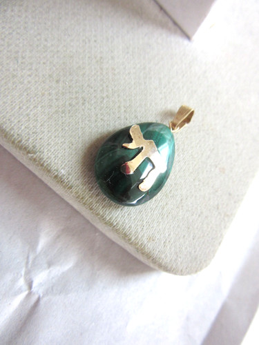 14k gold malachite chai - 14k,