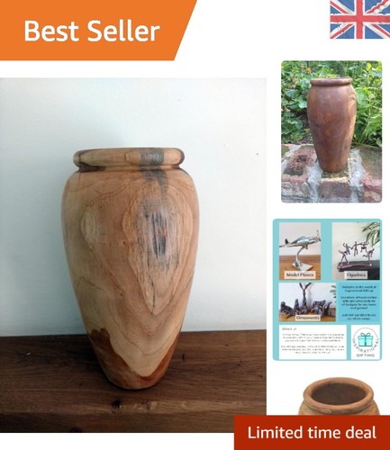 Unique round teak vase - teak,