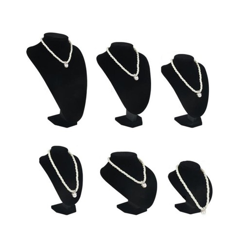 Velvet wooden necklace bust - necklace,