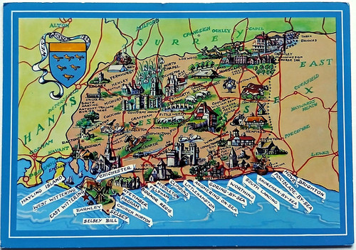 Surrey map postcard - surrey,