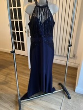 BNWT Lipsy Navy halter Dip Hem Dress 14 Christmas Party Cruise Event RRP £78
