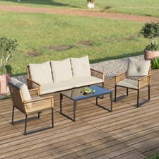 Rattan Garden Patio Furniture Corner Sofa Set Coffee Table Outdoor Conservatory