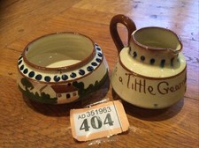 CREAM JUG AND SUGAR BOWL MOTO WARE / Watcombe