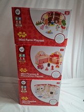 Bigjigs Toys Wooden Mini Farm Firestation & Hospital Playsets All New