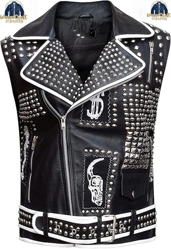 Men black leather - men's, studded
