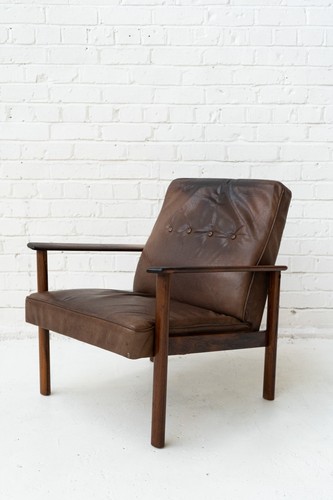 Leather and rosewood armchair - rosewood,