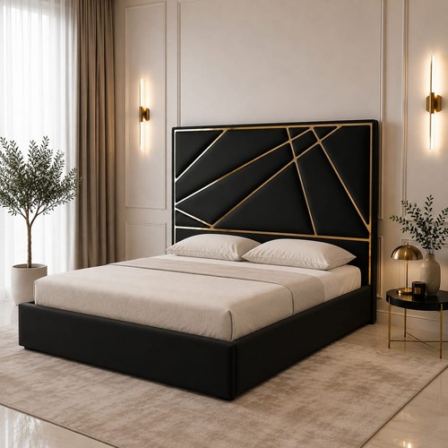 Black velvet double bedframe - velvet,