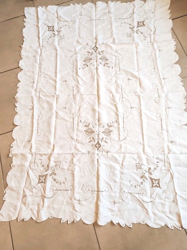 Antique embroidered cutwork - embroidered, &