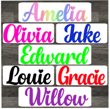 PERSONALISED VINYL NAME STICKER DECAL LABEL LUNCHBOX WATER BOTTLE SCHOOL WEDDING