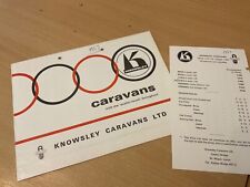 1967 KNOWSLEY CARAVANS LTD RANGE SALES BROCHURE C/W PRICE LIST  AS SHOWN