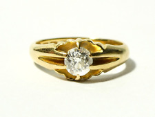 1895 Antique 18ct Gold Diamond Victorian Solitaire GYPSY Ring 1/2 Carat UK sz N