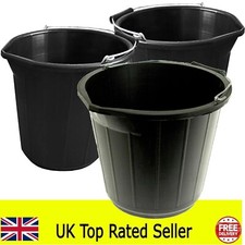 3x Black Buckets 3 Gallon 14L