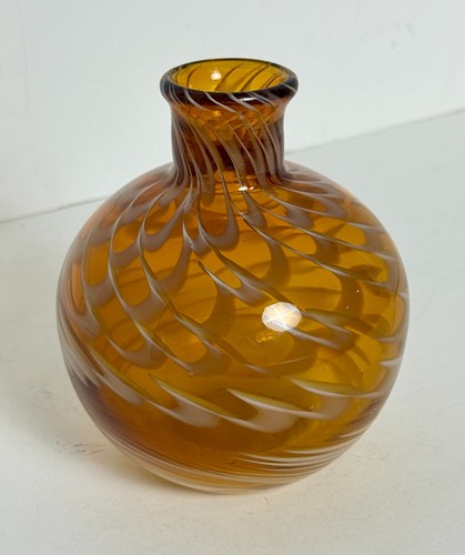 Amber art glass globe bulbous - glass,