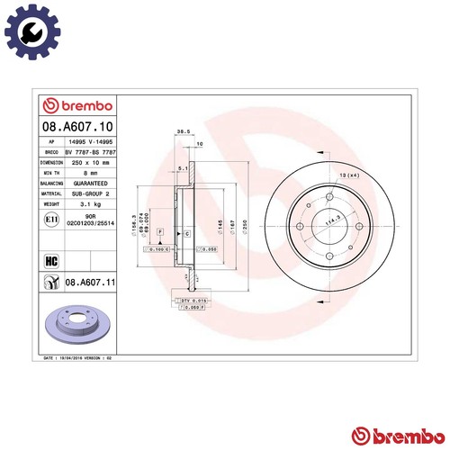 Brake disc a607 - brake,