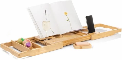 Wooden bamboo bath caddy - bath, tray