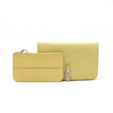 HERMES Dogon Duo Dogon GM Bifold Long Wallet Togo Jaune Poussin #12520883