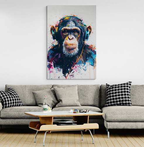 Banksy style monkey canvas - banksy,
