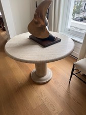 Vintage round travertine 4 seater dining table
