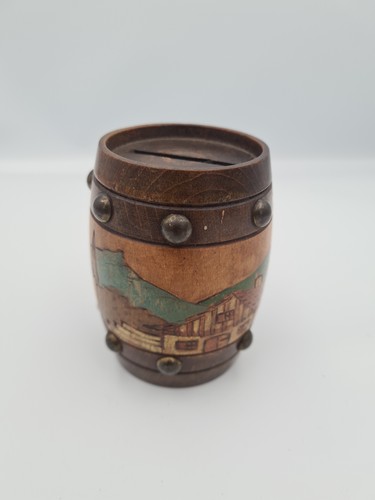Vintage wooden barrel coin - wooden,