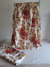 Pair Vntg Barkcloth 50s Fabric