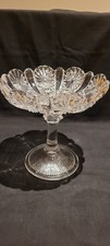 Antique pedestal bowl/compote Victorian EAPG starburst pattern glass decorative