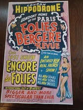 Theatre poster from the London Hippodrome 1951 featuring  Folies Bergere Revue