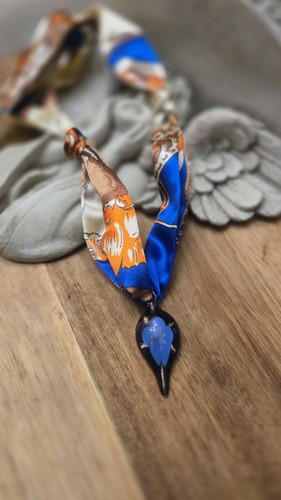 Scarf necklace with glass - necklace,