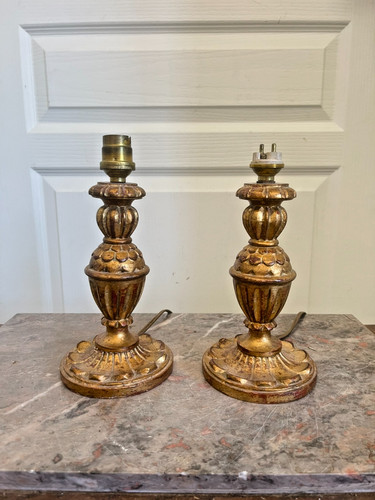 Antique pair golden wood - of,