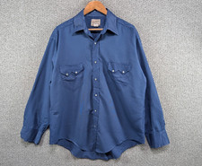 Rockmount Ranch Wear Blue Western Cowboy Sawtooth Pocket Pearl Snap Shirt XL