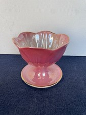 Vintage Maling Lustreware sundae / dessert dish - Harlequin set pink