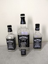 Jack Daniels Whiskey, Empty Glass Bottles x4. VGC. FREE P&P.