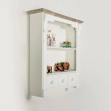 White wooden wall shelving