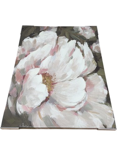 White flower canvas art - white, large
