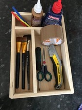 Reclaimed wooden desk tidy. Craft storage tray. upcycled wood, artist brush tray