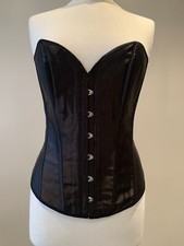 corsets and basques. Black Satin Clasp Front With Rear Lacing