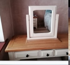 Shabby Chic Dressing Table with Stool and Mirror In Cream Finish