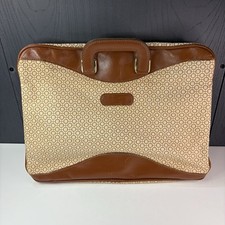 Vintage Antler Briefcase Document Bag 1970s 80s Leather Canvas Geometric Pattern