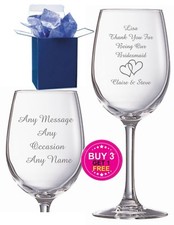 Personalised Engraved Wine Glass- Any Message Wedding Bridesmaid Birthday Gift