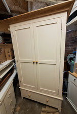Camden Painted Pine and Ash Cream Wardrobe with Drawer VGC